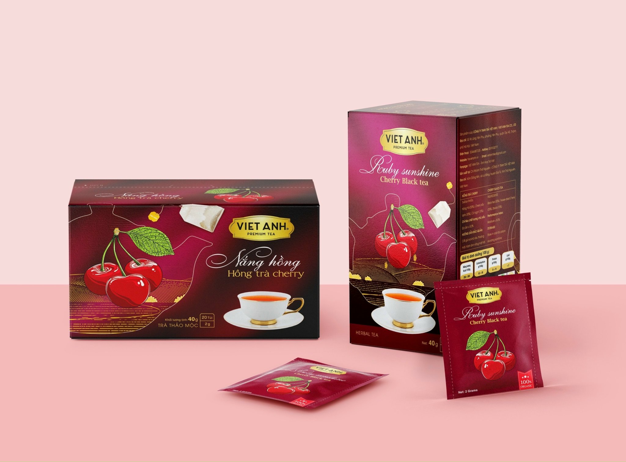 Trà Cherry nắng hồng túi lọc 40g - Trà Việt Anh