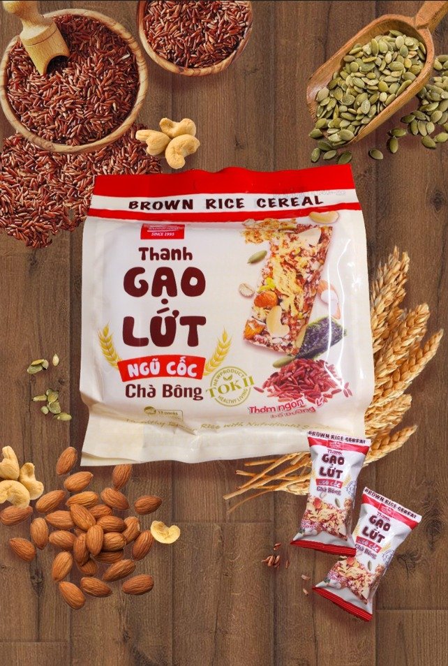 Thanh kẹo gạo lức ngũ cốc chà bông 245g