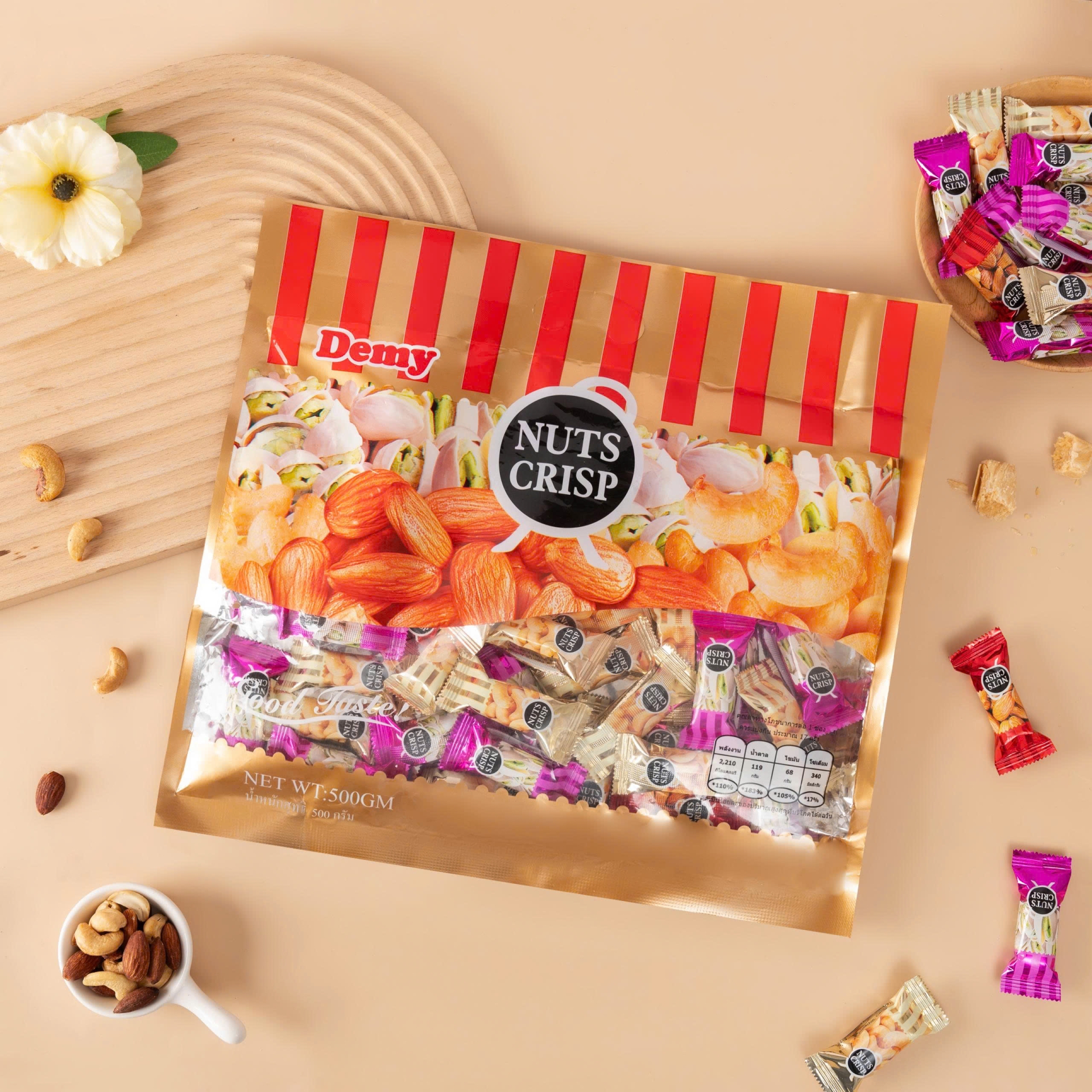 Kẹo NUTS CRISP 500g, 24 gói/thùng