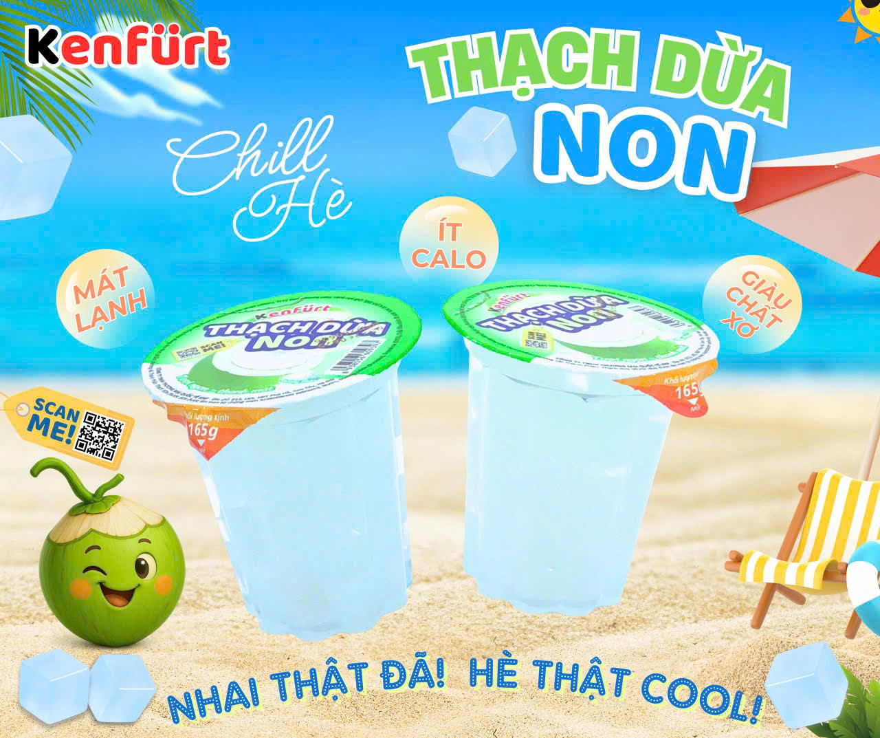 Thạch dừa non Kenfurt 165g/cốc, 6 cốc/vỉ
