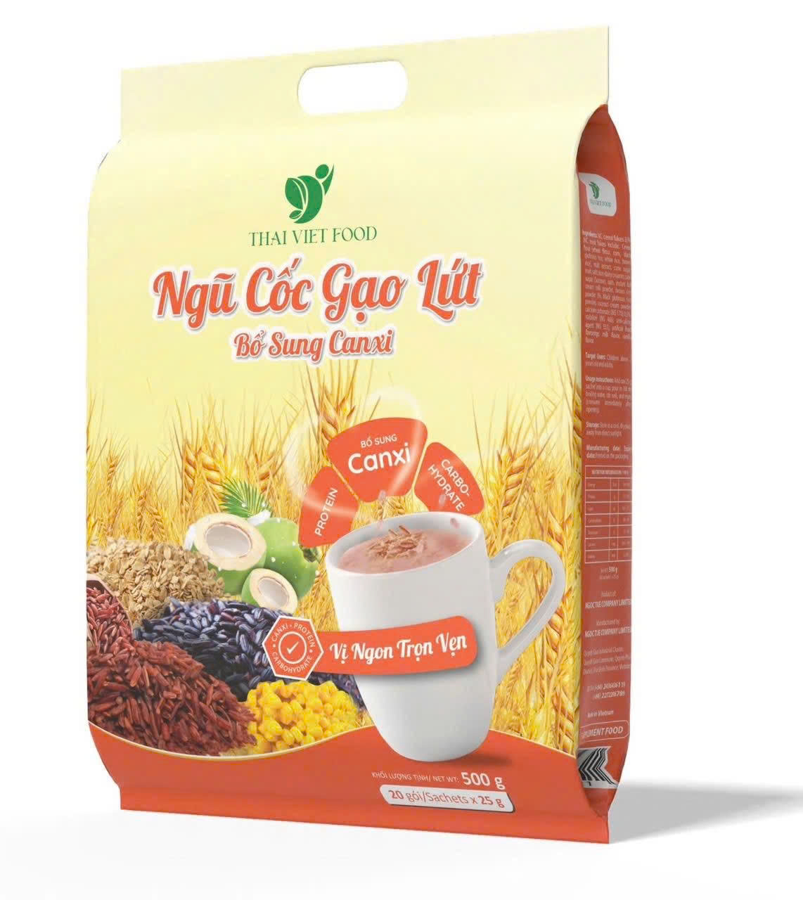 Ngũ cốc Gạo lứt bổ sung Canxi Thái Việt - Bịch 500g