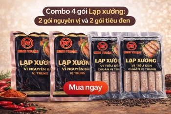 Combo 4 gói Lạp xưởng: 2 gói nguyên bản 600g và 2 gói tiêu đen 600g