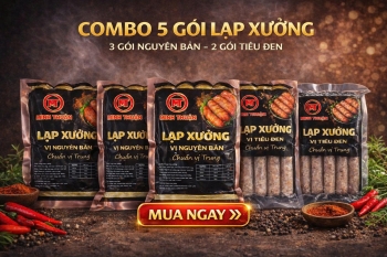 Combo 5 gói Lạp xưởng: 3 gói nguyên bản 600g và 2 gói tiêu đen 600g