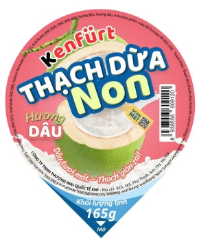 Thạch dừa non vị dâu Kenfurt 165g/cốc, 6 cốc/vỉ